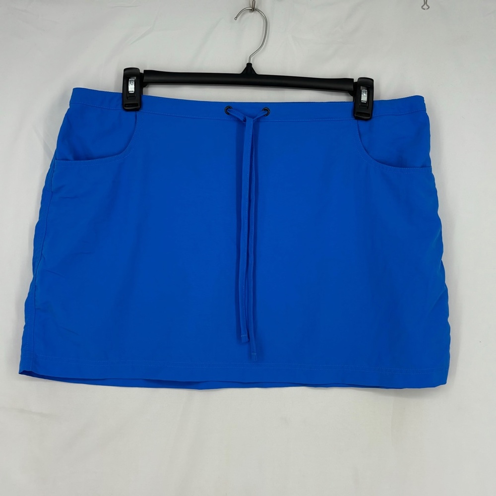 L.L. Bean Womens XL Swim Suit Cover Up Skirt Bright Blue Drawstring Waist Pocket